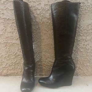 Tory Burch Leather Wedge Boots
